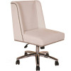 Modern Desk Chair White Velvet Upholstery Silver Nail Heads Chrome Base Pneumatic Lift