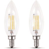 60-Watt Equivalent B10 E12 Candelabra Dimmable Filament CEC Clear Glass Chandelier LED Light Bulb, Soft White (2-Pack)