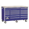 Extreme Tools 72 in. 18-Drawer Triple Bank Standard Roller Cabinet Tool Chest with Stainless Steel Work Surface in Blue