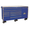 76 in. 12-Drawer Professional Roller Cabinet Includes Vertical Power Tool Drawer & Stainless Steel Work Surface in Blue
