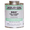 Weld-On 660 PVC Shower Pan Liner Solvent Cement, Clear, Low VOC, Regular Bodied, Fast Drying, 1 Pint (16 Fl. Oz.) Weld-On 660 PVC Shower Pan Liner Solvent Cement, Clear, Low VOC, Regular Bodied, Fast Drying, 1 Pint (16 Fl. Oz.)