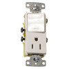 HUBBELL WIRING 15 Amp Rocker Combo Switch and Receptacle, White