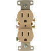 HUBBELL WIRING 15 Amp Push Terminal Duplex Receptacle, Ivory