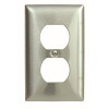 HUBBELL WIRING 1-Gang Duplex Wall Plate, Stainless Steel