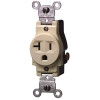 Leviton 20 Amp Commercial Grade Grounding Single Outlet, Ivory