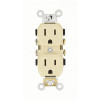 Leviton 15 Amp 125-Volt Narrow Body Duplex Outlet Straight Blade Commercial Grade Self Grounding Side Wired, Ivory