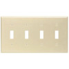 Leviton 4-Gang Toggle Wall Plate, Ivory