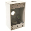 BELL N3R Aluminum White 1-Gang Weatherproof Outdoor Electrical Box, 3 Outlets at 1/2-in., With 2 Closure Plugs