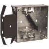 RACO 4 in. W x 1-1/2 in. D 2-Gang Welded Square Box with Three 1/2 in. KO's, AC/MC/Flex Clamps, MS Bracket, Flush, 1-Pack