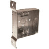 RACO 4 in. Square Box Welded 1-1/2 in. Deep with AC/MC/Flex Clamps Three 1/2 in. KO's and One TKO, UBS, FS Bracket, Flush