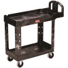 Rubbermaid Commercial Products 17.9 in. W Heavy Duty Black 2-Shelf Utility Cart with Lipped Shelf in Small