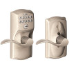 Schlage Satin Nickel Keypad Entry Flex Lock Plymouth Flair Door Lever Adjustable Backset