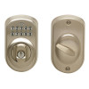 Schlage KEYPAD DEADBOLT PLYMOUTH ADJUSTABLE BACKSET SATIN NICKEL