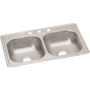 Elkay Dayton Stainless Steel 33" X 22" X 6-9/16" 3-Hole Equal Double Bowl Sink