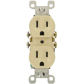 Leviton 15 Amp Residential Grade Grounding Duplex Outlet, Ivory (10-Pack)