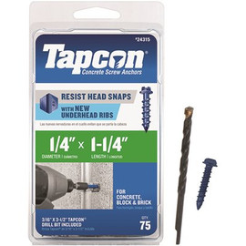 Tapcon 1/4 in. x 1-1/4 in. Hex-Washer-Head Concrete Anchors (75-Pack)