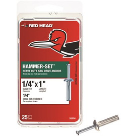 Red Head 1/4 in. x 1 in. Hammer-Set Nail Drive Concrete Anchors (25-Pack) Red Head 1/4 in. x 1 in. Hammer-Set Nail Drive Concrete Anchors (25-Pack)