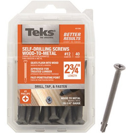 Teks #12 2-3/4 in. Phillips Flat-Head Self-Drilling Screws (40-Pack)