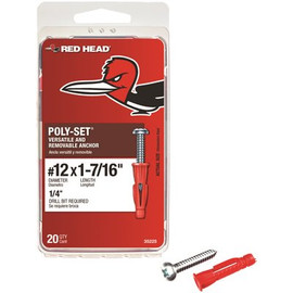 Red Head #12 x 1-1/2 in. x 1-7/16 in. Plastic Poly-Set Anchors with Screws (20-Pack)