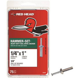 Red Head 1/4 in. x 1 in. Hammer-Set Nail Drive Concrete Anchors (75-Pack)