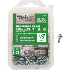 Teks #8 x 1/2 in. External Hex Flange Hex-Head Self-Drilling Screws (280-Pack)