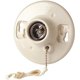 Leviton Pull Chain Ceiling Lampholder, White