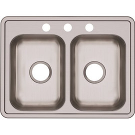 Elkay Dayton Drop-In Stainless Steel 25 in. 3-Hole Double Bowl Kitchen Sink