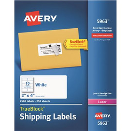 Avery 2 in. x 4 in. White Shipping Labels with Trueblock Technology (2500 per Box)