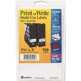 Avery Dennison AVERY PRINT OR WRITE REMOVABLE MULTI-USE LABELS, 1-1/2 X 3, WHITE, 150/PACK