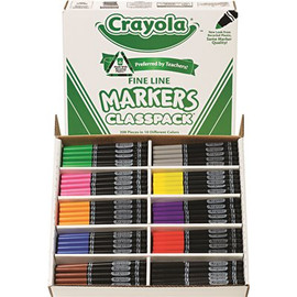 Binney & Smith / Crayola CRAYOLA WASHABLE CLASSPACK MARKERS, FINE POINT, TEN ASSORTED COLORS, 200/BOX