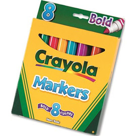 Binney & Smith / Crayola CRAYOLA NON-WASHABLE MARKERS, BROAD POINT, BOLD COLORS, 8/SET