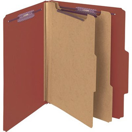 Smead Pressboard Classification Letter Folder Self Tab 6-Section, Red (10-Box)