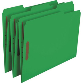 Smead 2 Fastners Folders with 1/3 Cut Assorted Top Tab Letter, Green (50-Pack)