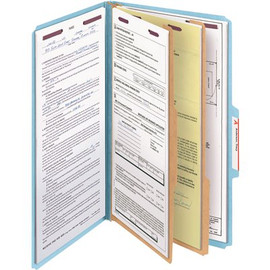 Smead Pressboard Classification Legal Folder 6-Section, Blue (10/Box)