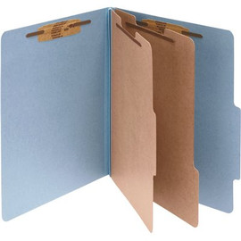 ACCO Pressboard 25-Point Classification Letter Folder 6-Section, Sky Blue (10/Box)