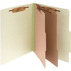 ACCO Pressboard 6-Part Classification Folders, Legal, Leaf Green, Box of 10