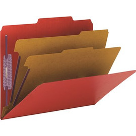 Smead Pressboard Classification Letter Folder 6-Section, Bright Red (10-Box)