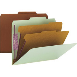 Smead Pressboard Classification Letter Folder Tab 6-Section, Gray-Green (10/Box)