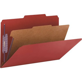 Smead Pressboard Classification Legal Folder 4-Section, Bright Red (10-Box)