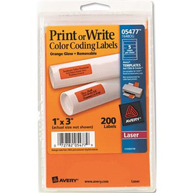 Avery Dennison AVERY PRINT OR WRITE REMOVABLE COLOR-CODING LASER LABELS, 1 X 3, NEON ORANGE, 200/PACK