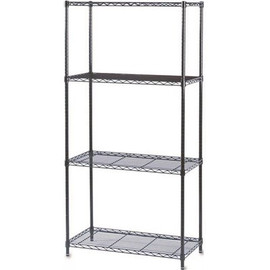 Safco 36 in. W x 18 in. D x 72 in. H Black Commercial Wire 4-Tier Shelving Unit