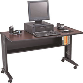 Safco 54 in. Rectangular Medium Oak Computer Desk with Locking Feature