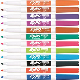 EXPO Low Odor Dry Erase Fine Point, Markers, Assorted (12-Set)