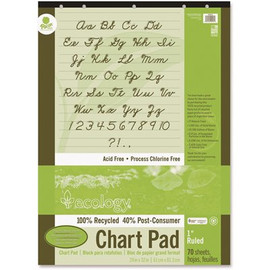 24 in. x 32 in. S.A.V.E Recycled Chart Pads, 1 in. Ruled, White (70-Sheets)