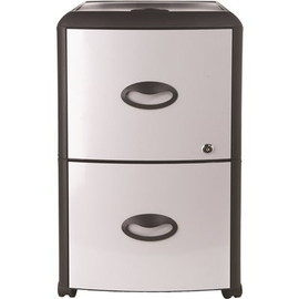 Storex 19 in. W x 15 in. D x 23 in. H Black and Silver Mobile Filing Cabinet with Metal Siding