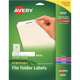 Avery 2/3 in. x 3-7/16 in. White Removable Inkjet/Laser Filing Labels (750 per Pack)