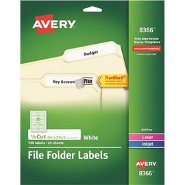 Avery 9.44 in. White Permanent Self-Adhesive Laser/Inkjet File Folder Labels (750 per Pack)