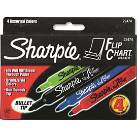 SANFORD FLIP CHART MARKERS, BULLET TIP, FOUR COLORS, 4/SET