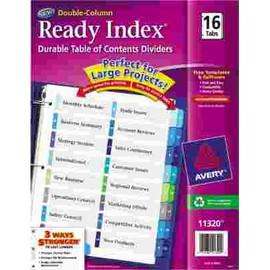 Avery Dennison AVERY READY INDEX TWO-COLUMN TABLE OF CONTENTS DIVIDER, TITLE: 1-16, MULTI, LETTER