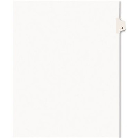 Avery Dennison AVERY AVERY-STYLE LEGAL SIDE TAB DIVIDER, TITLE: 4, LETTER, WHITE, 25/PACK